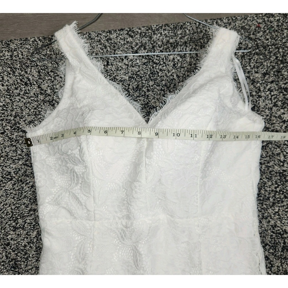 Lulus White Lace V Neck Fit N Flare Memermaid Wedding Dress Style# IDE76196 Nwt - Picture 8 of 14